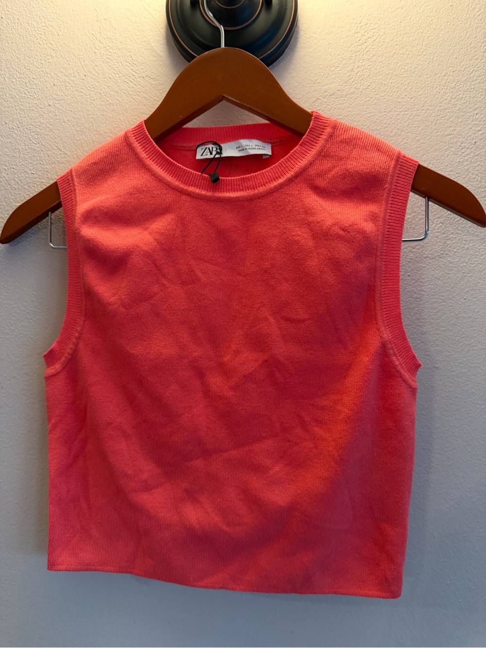 Zara Coral-Pink Sleeveless Knit Tank nwot large